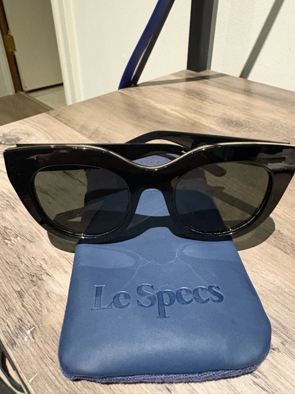 Le Specs Glossy Black Cat-Eye Sunglasses